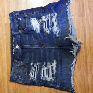 American Eagle Outfitters Distressed Dark Blue Denim Jean Shorts